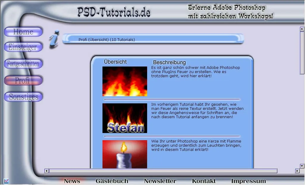 PSD-Tutorials.de în primii ani