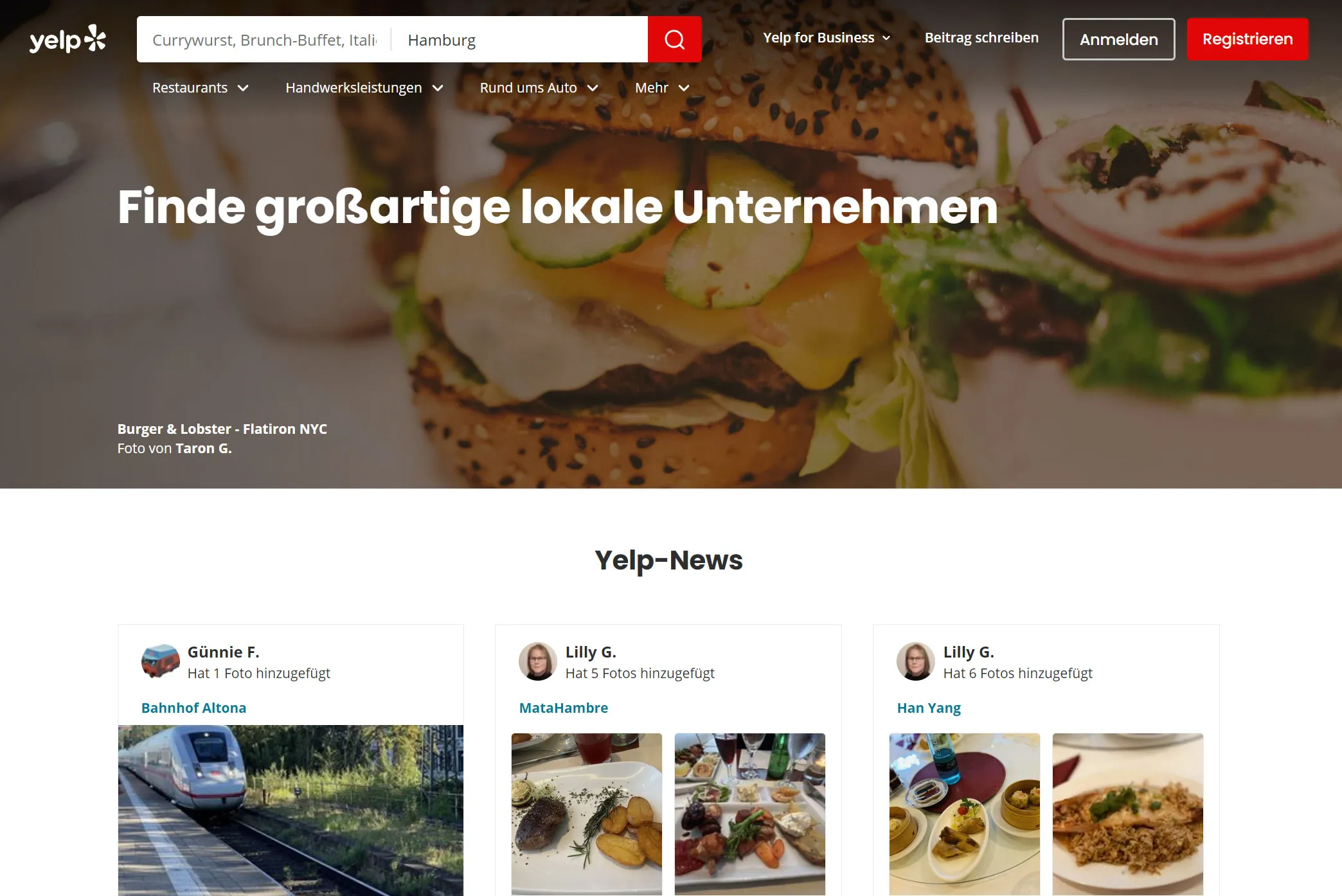 Yelp ekrānuzĆ“mes.