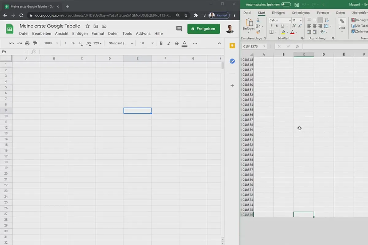 Tutorial Google Sheets: 2.4 Google Sheets vs. Microsoft Excel