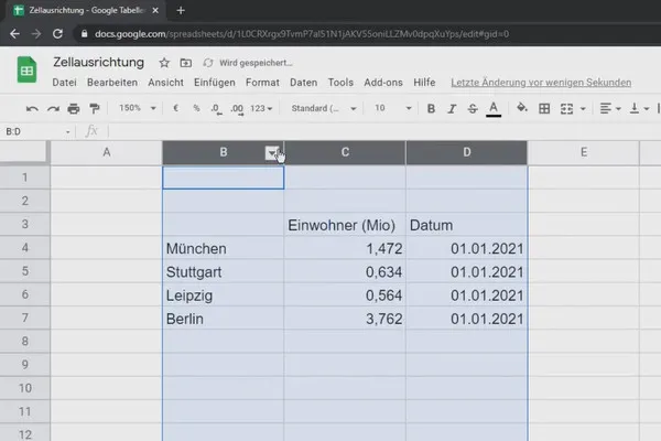 Tutorial Google Sheets: Aliniere verticală