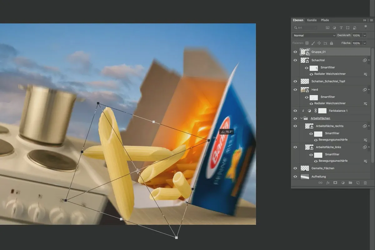 Photoshop-Tutorial „Penne Rigate“: 3.1 Pasta