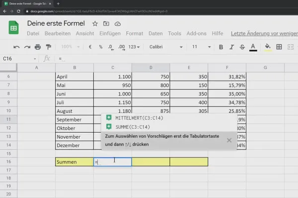 Tutorial Google Sheets: 4.2 Prima ta formulă!