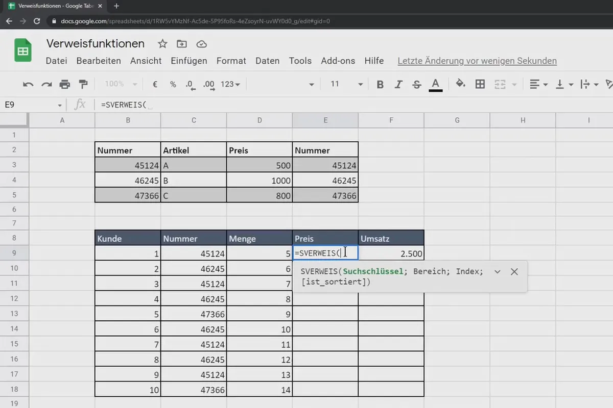 Tutorial Google Sheets: 4.8 Funcții de referință