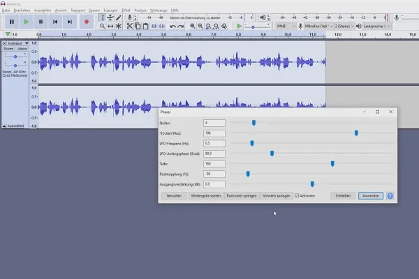 Crearea propriului podcast: 7.6 Audacity - tonalitate, amplificare, phaser și efect wahwah.