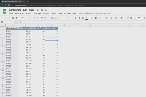 Tutorial Google Sheets: Câmpuri calculate