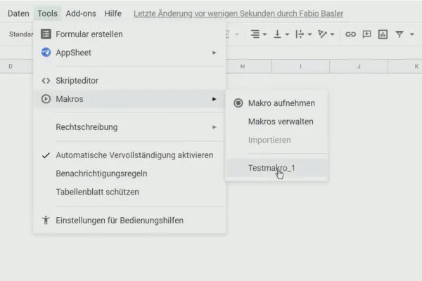 Tutorial Google Sheets: 10.3 Macrouri