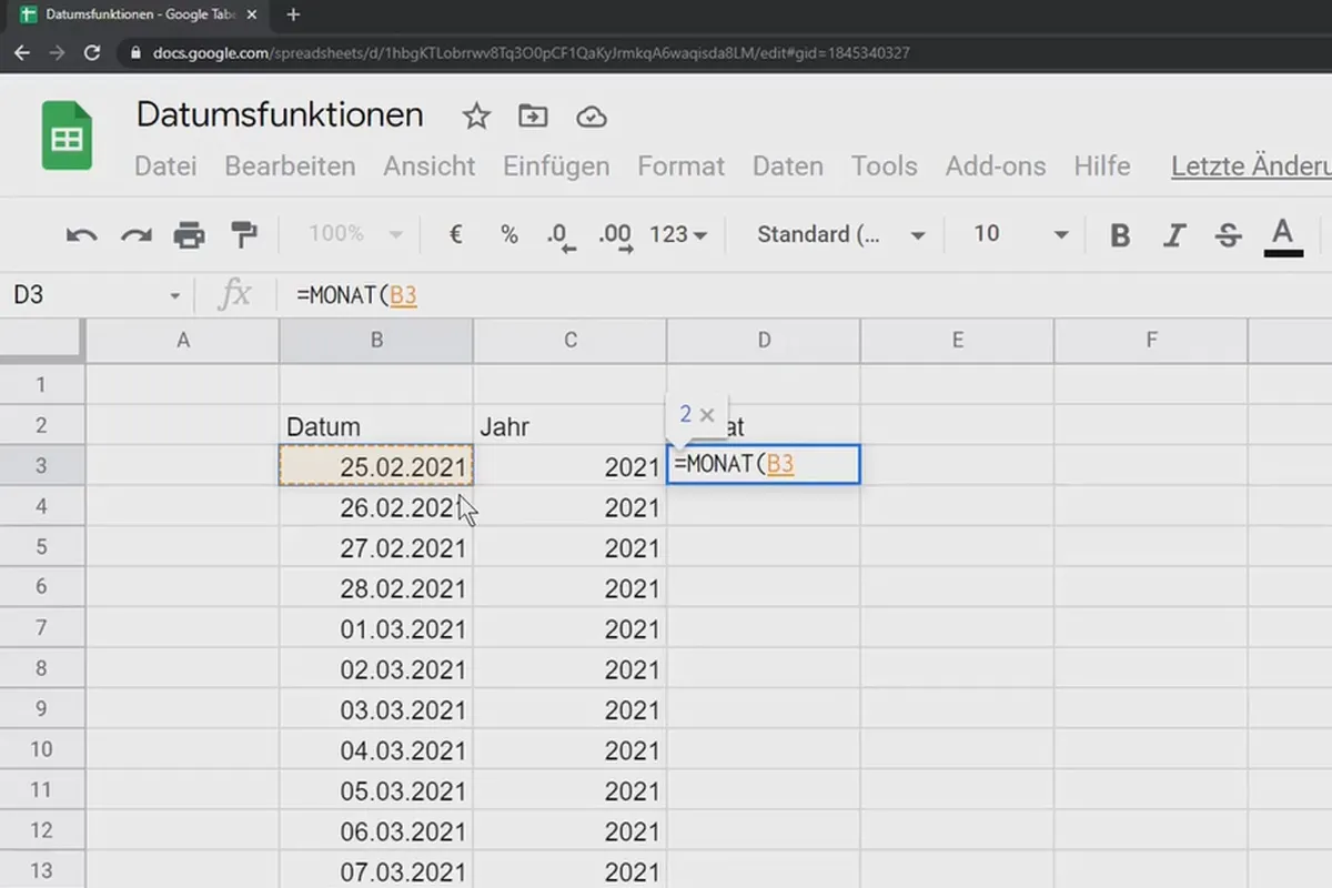 Tutorial Google Sheets: 10.5 Funcții de dată