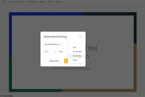 Google Slides-Tutorial: 2.4 | Grundeinstellungen – Seite einrichten