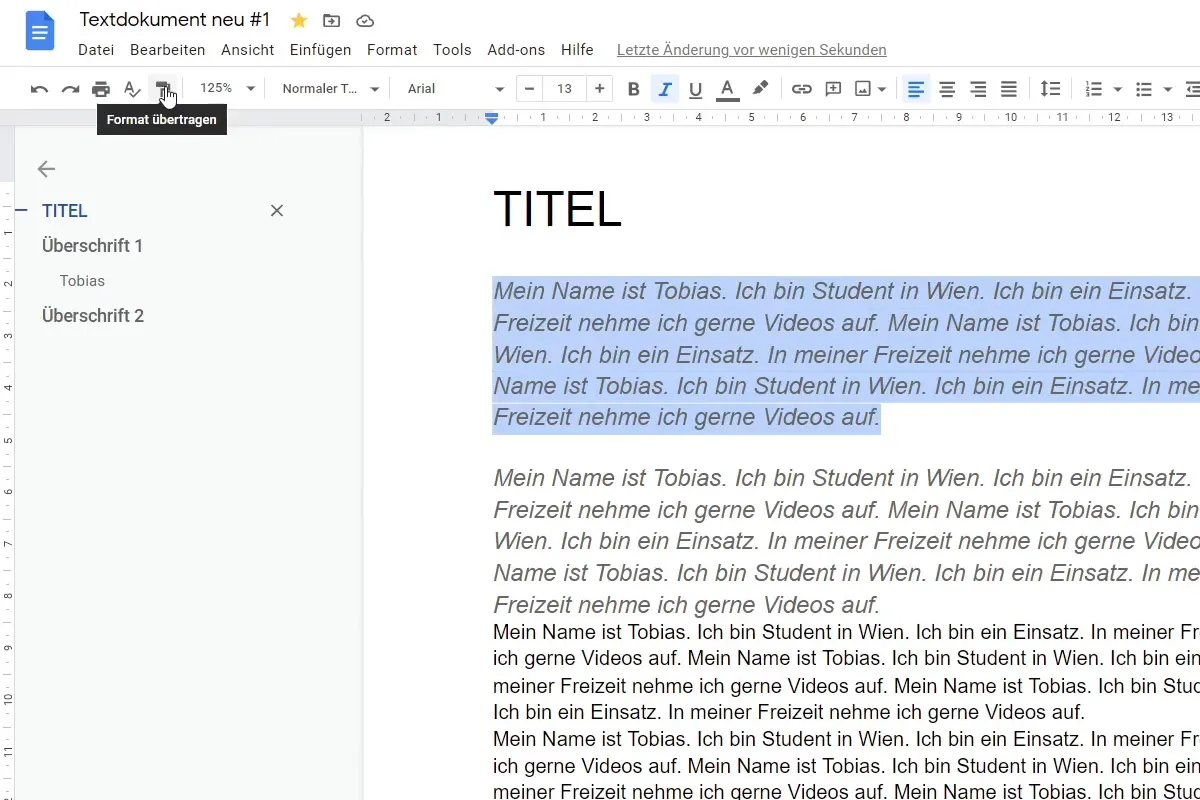 Google Docs-Tutorial: 4.2 | Format übertragen