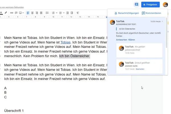 Google Docs-Tutorial: 5.3 | Kommentare hinzufügen