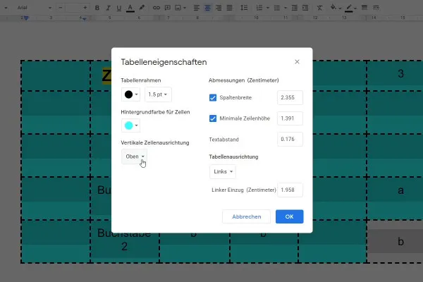 Google Docs-Tutorial: 8.2 | Weiteres zu den Tabellen