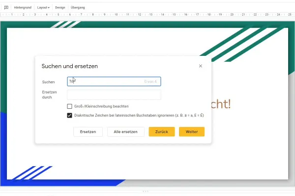 Google Slides-Tutorial: 9.3 | Suchen und ersetzen