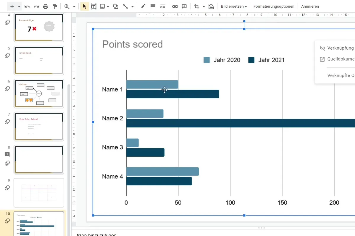 Google Slides-Tutorial: 10.3 | Diagramme aus Google Sheets einfügen