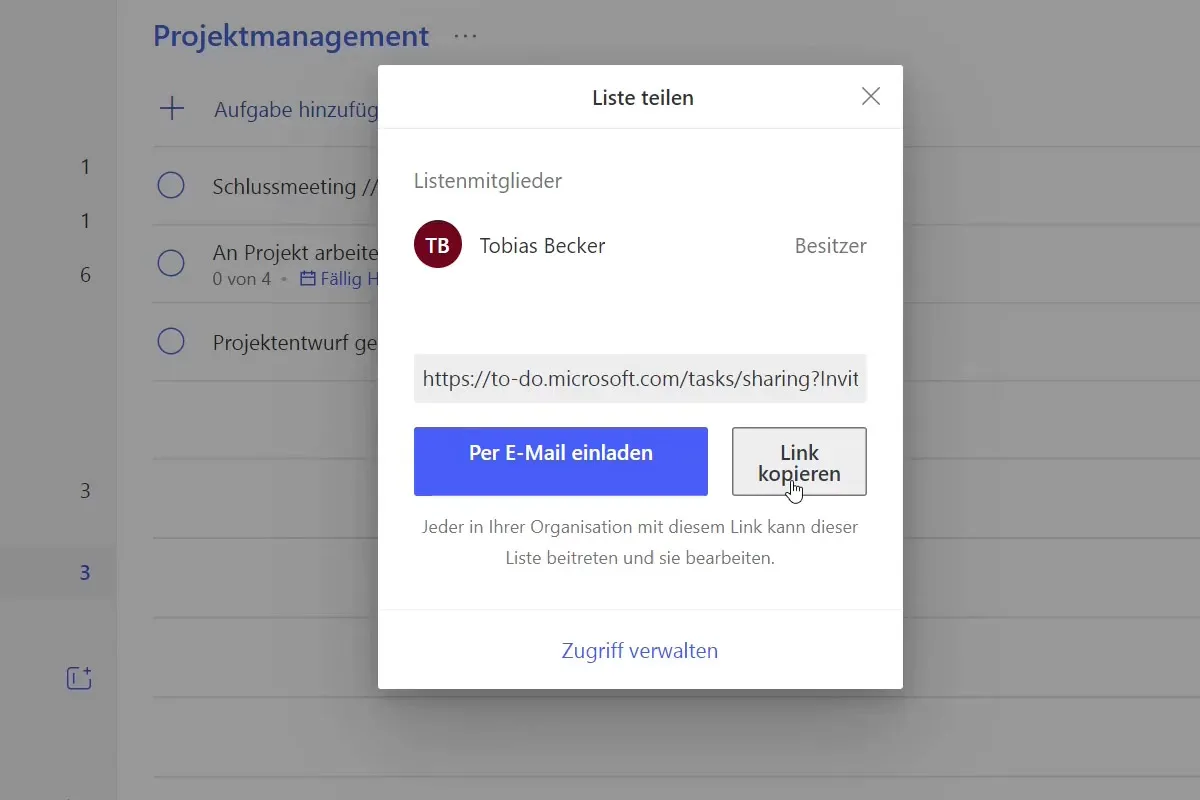 Microsoft To Do-Tutorial: 4.2 | Listen teilen