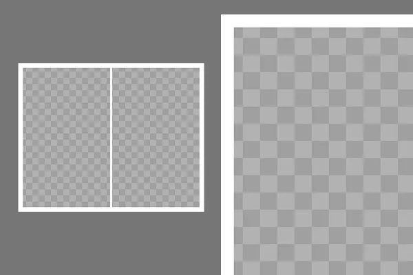 Vorlage für eine Fotocollage mit 2 Fotos (Querformat, übereinander, runde Ecken)