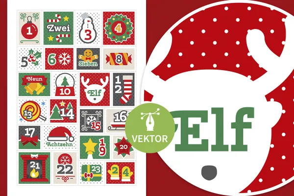 Numere pentru calendarul de Advent pentru a fi tipărite cu motive de Crăciun ilustrative