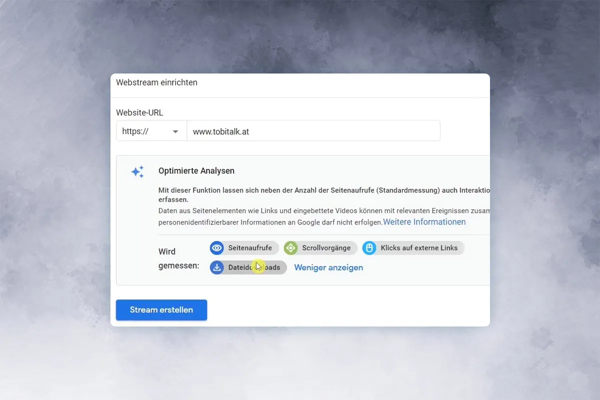 Google Analytics-Tutorial: 2.1 | Ersten Datenstream verknüpfen