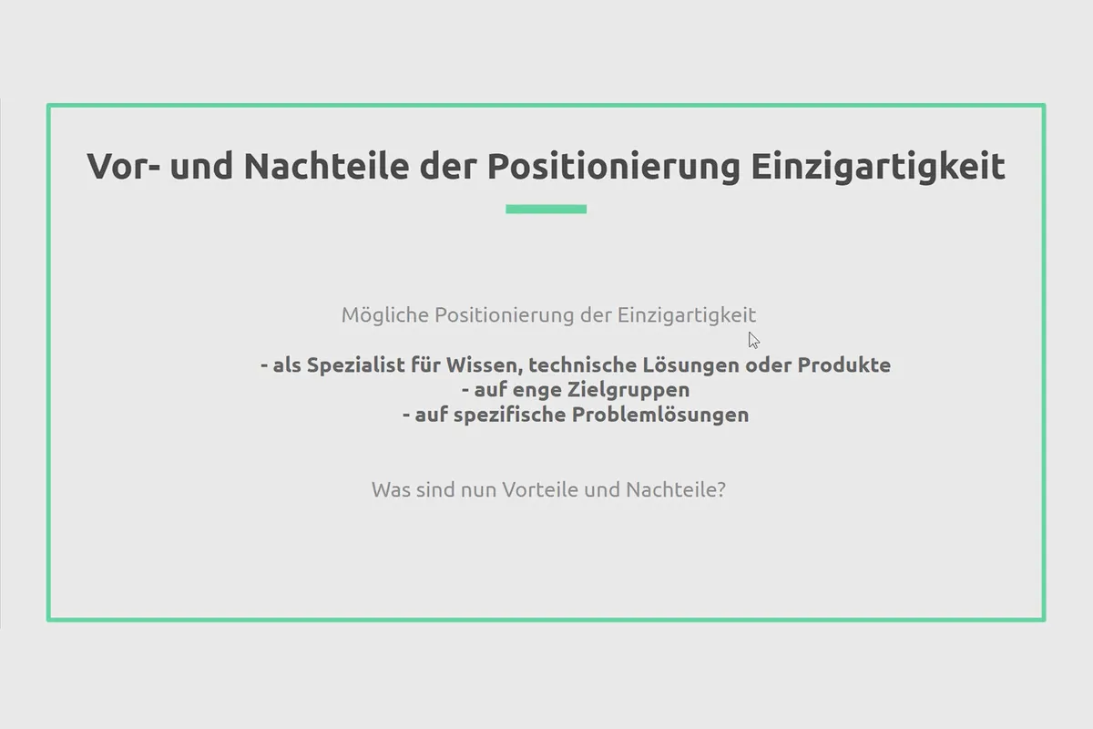 Positionierung von Unternehmen & Markenaufbau: 03 | Positionierung auf Einzigartigkeit, Zielgruppen und Spezialist