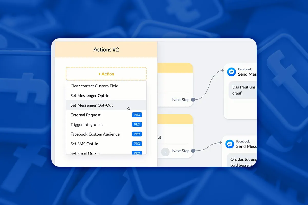 Facebook-Marketing: 8.10 | Weitere Actions, die man zu einem Flow hinzufügen kann