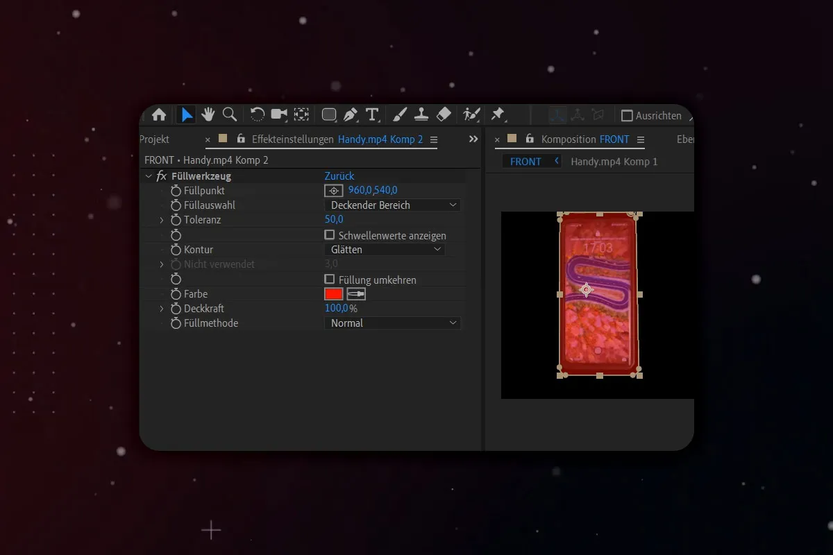 After Effects-Tutorial: 5.5 | 3D-Handy: Abstimmung Front- und Rückseite
