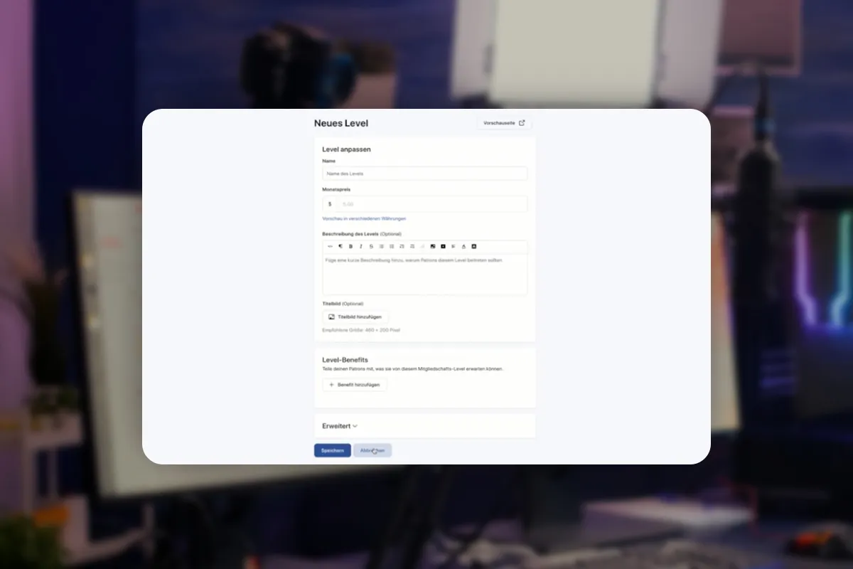 Livestreaming-Tutorial: 9.11 | Benefits in Patreon erstellen