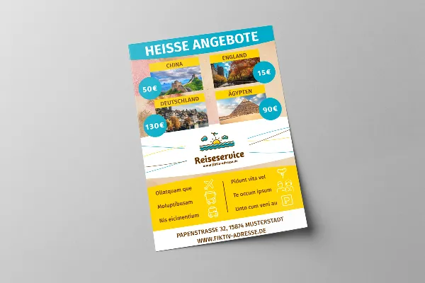 Anzeigen-Vorlage im Sunshine-Design für Urlaubs- und Reisewerbung