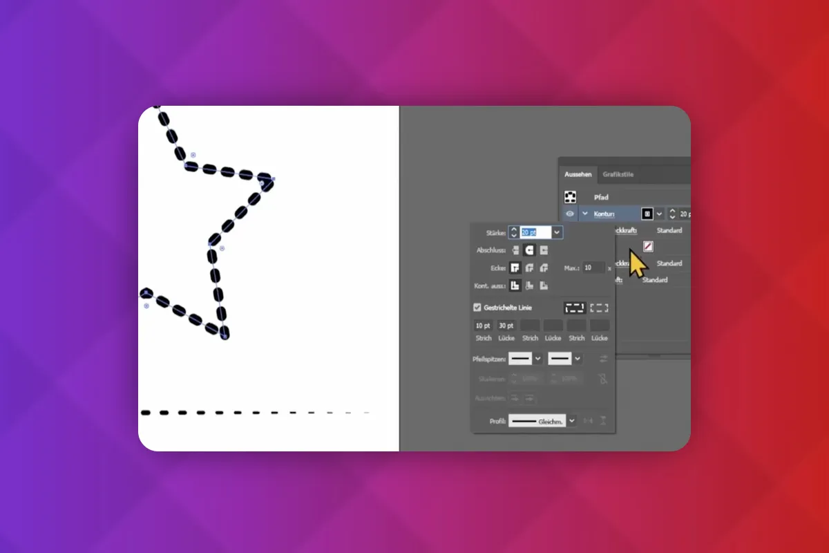 Adobe Illustrator: 5.5 | Crearea de linii punctate și linii întrerupte