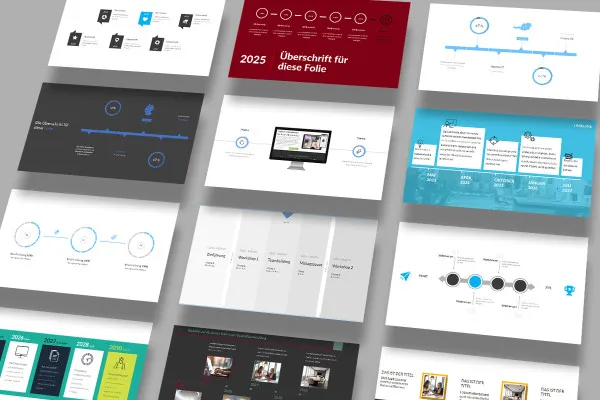 Zeitstrahl-Vorlagen: horizontal, eine Folie (PowerPoint, Keynote, Google Slides)
