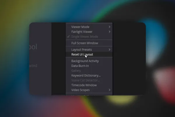 DaVinci Resolve: 9.3 | UI Layout zurücksetzen