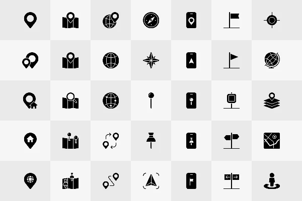 Vektorbasierte Location-Icons in Schwarz