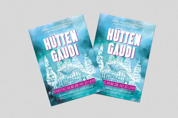 Flyer & Plakat-Vorlage „Winterwald“ für Après-Ski-Partys & Hüttengaudi