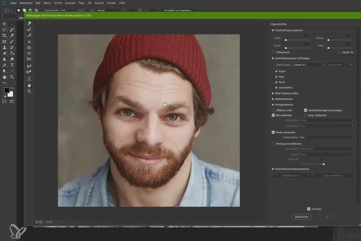 Photoshop-Workflow: Porträt im Kindchenschema – 3 Gesicht runder, Nase kleiner