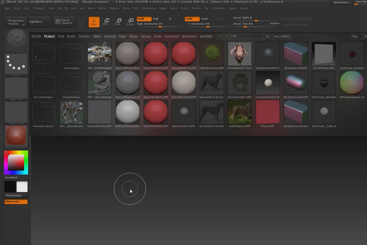 ZBrush pentru începători: 1.3 Personalizarea interfeței utilizatorului