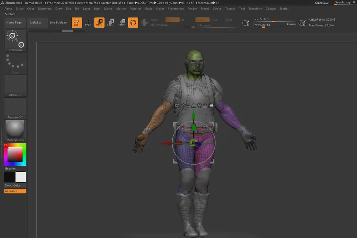 ZBrush 2018 und 4R8 – Video-Training zu den Updates: 3.2 Gizmo 3D: Orientierung