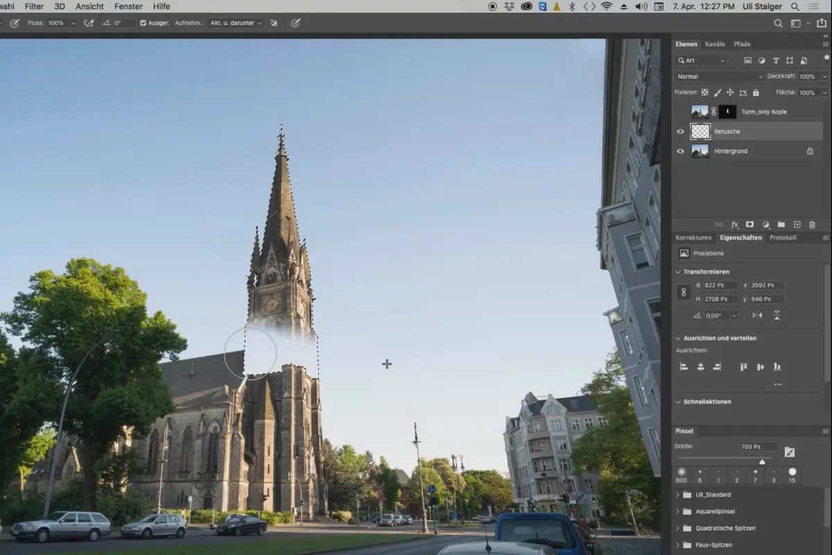 Photoshop-3D-Tutorial „Take-off”: 04 | Himmel retuschieren