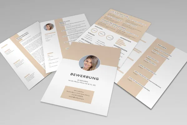 Moderne Bewerbungsvorlage: Bewerbung mit Deckblatt, Anschreiben und Lebenslauf – Version 3