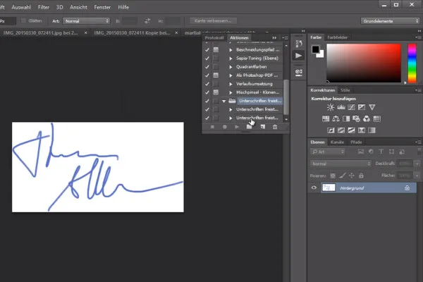 Unterschriften- und Signaturen-Paket - Photoshop-Aktion, die deine Unterschrift mit einem Klick freistellt