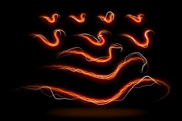 Glowing Light Trails für Photoshop und Affinity Photo – Lichtspuren in S-Form