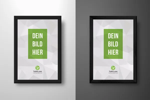 Mockup für einen schwarzen Bilderrahmen im Hochformat