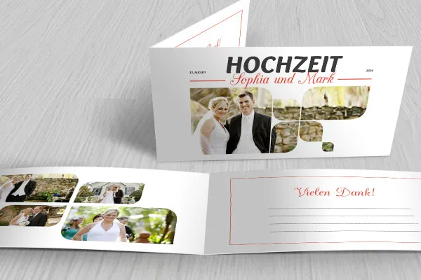 Druckfähige Vorlage für Hochzeits-Dankeskarte – Version 14