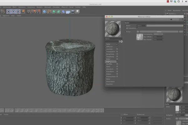 Shader und Texturen - Materialerstellung in CINEMA 4D: Hackklotz