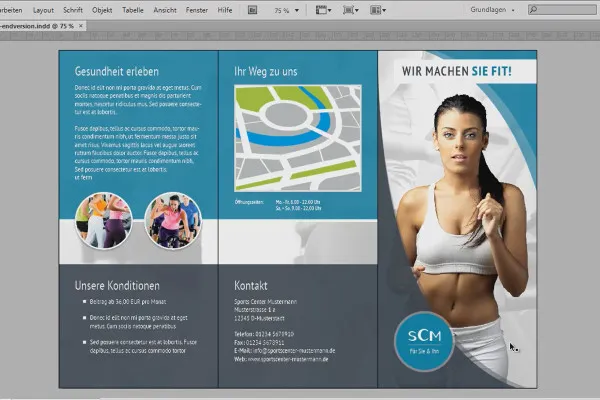 Flyerdesign im Faltformat am Beispiel eines Sportstudios/Fitnessstudios - Teil 1