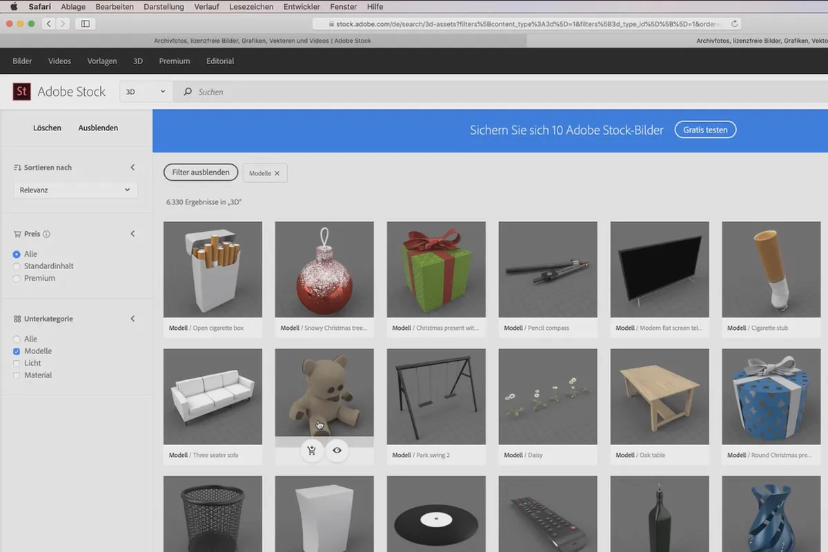 Adobe Dimension CC-Tutorial: 05 | Weitere Modelle (Assets) von Adobe Stock beziehen