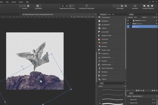 Compositings in Affinity Photo: Weihnachtsengel – 5 Fels freistellen und platzieren