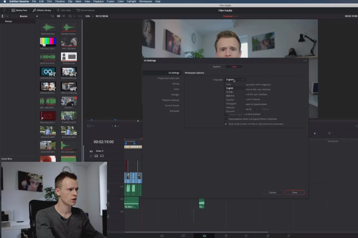 DaVinci Resolve-Tutorial: 1.5 | Englisch – ja, und?