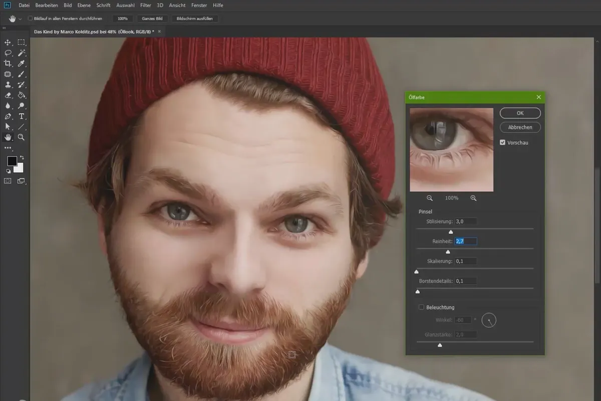 Photoshop-Workflow: Porträt im Kindchenschema – 5 Haut weicher und Öl-Look