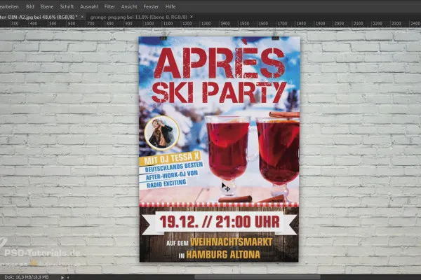 Realizarea unui poster A2, tipărit pe o singură parte - Petrecerea Après-Ski