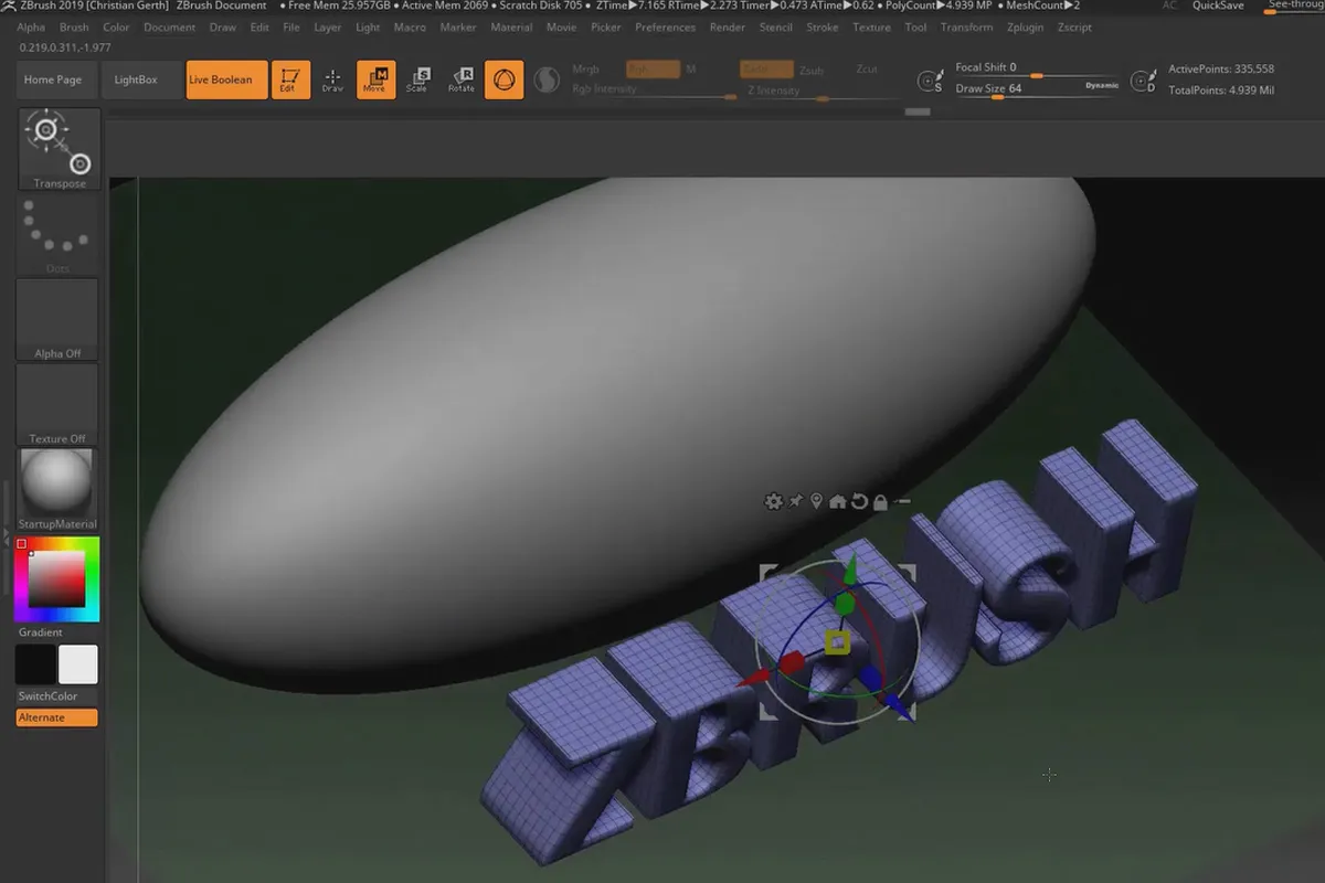 ZBrush 2019 - Instruire video pentru actualizare: 5 | ZPlugin: Masca de intersecție