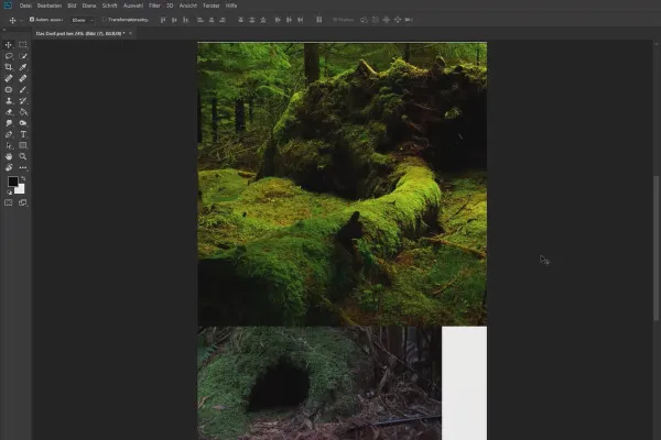 Compozitie in Photoshop: satul - plasarea unui fundal