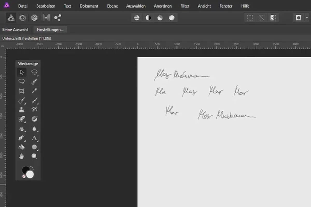 Unterschrift freistellen in Affinity Photo